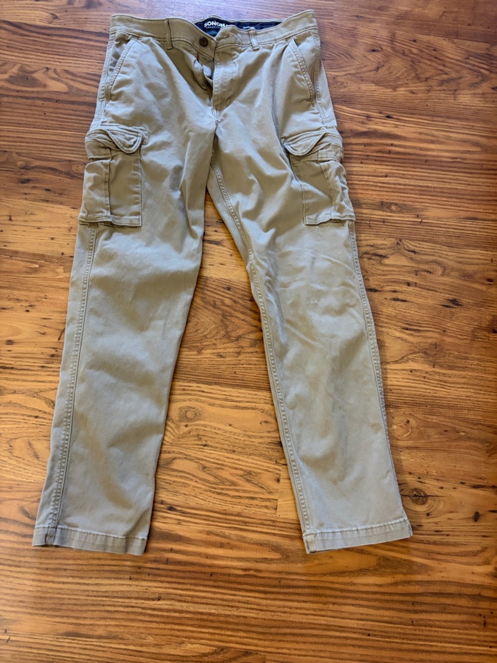Sonoma Men's Cargo Pants in Khaki 34 x 32 Straight Leg Flexwear